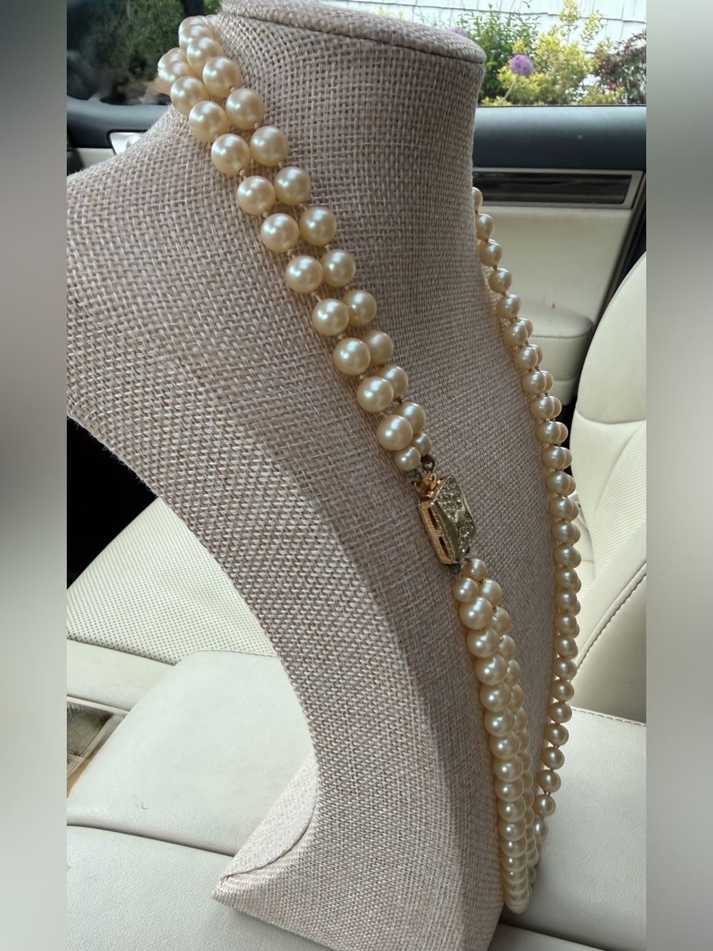 Vendome Classic Double Strand Champagne Pearl Necklace with Gold Clasp -vintage - Picture 4 of 10